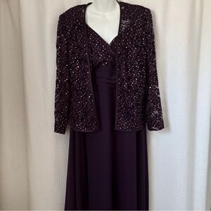 R & M Richards Purple Maxi Dress with Jacket